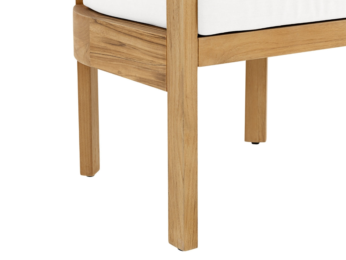 Ensemble de salle à manger d'extérieur Santino® 7 pièces 74 pouces - Tissu blanc et cadre en teck