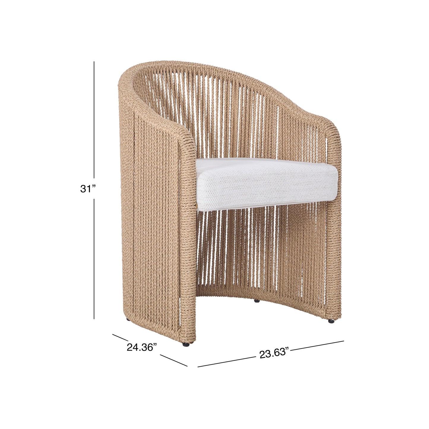 Chaise de salle à manger d'extérieur Bali en teck et corde