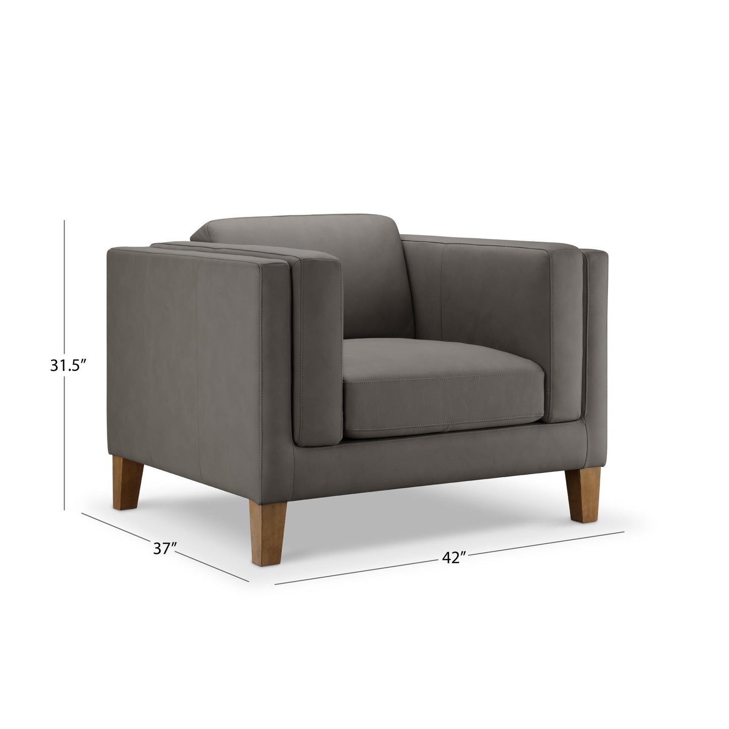 Fauteuil Boyd en cuir pleine fleur - Gris