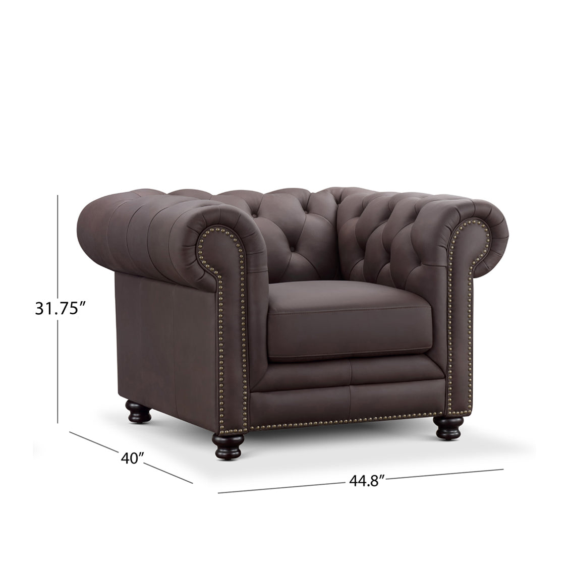 Fauteuil Chesterfield Culver en cuir marron