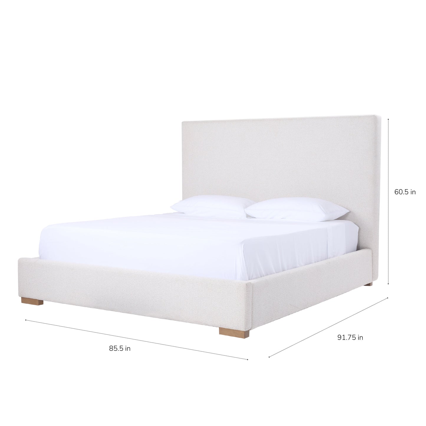 Lit à panneaux tissés texturés JoJo Fletcher Luciano, taille King, couleur crème