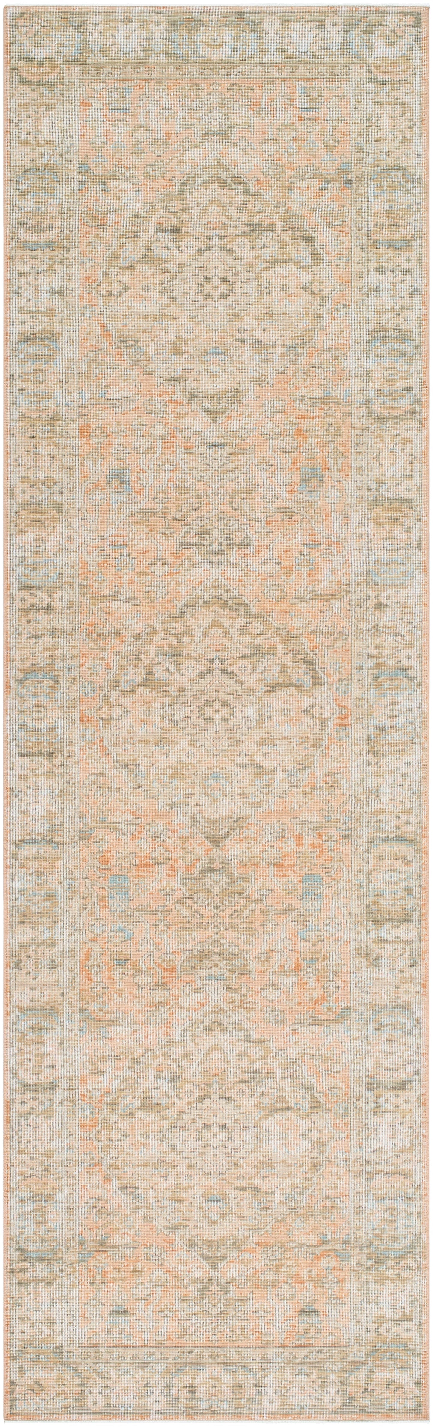 Tapis fait main Renaissance de Becki Owens, corail et denim