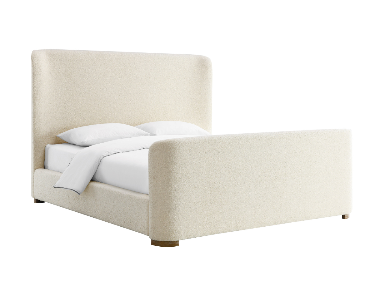 Lit traîneau en tissu bouclé Luciano de JoJo Fletcher - King - Ivoire