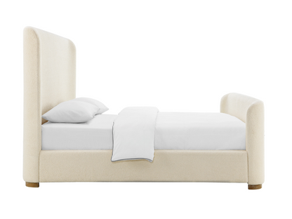 Lit traîneau en tissu bouclé Luciano de JoJo Fletcher - King - Ivoire