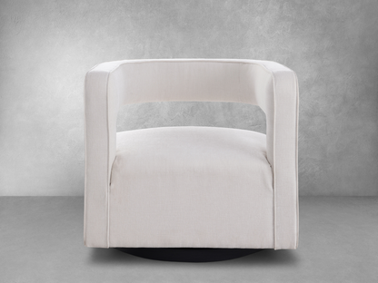 Fauteuil pivotant en tissu anti-taches Lunar - Crème