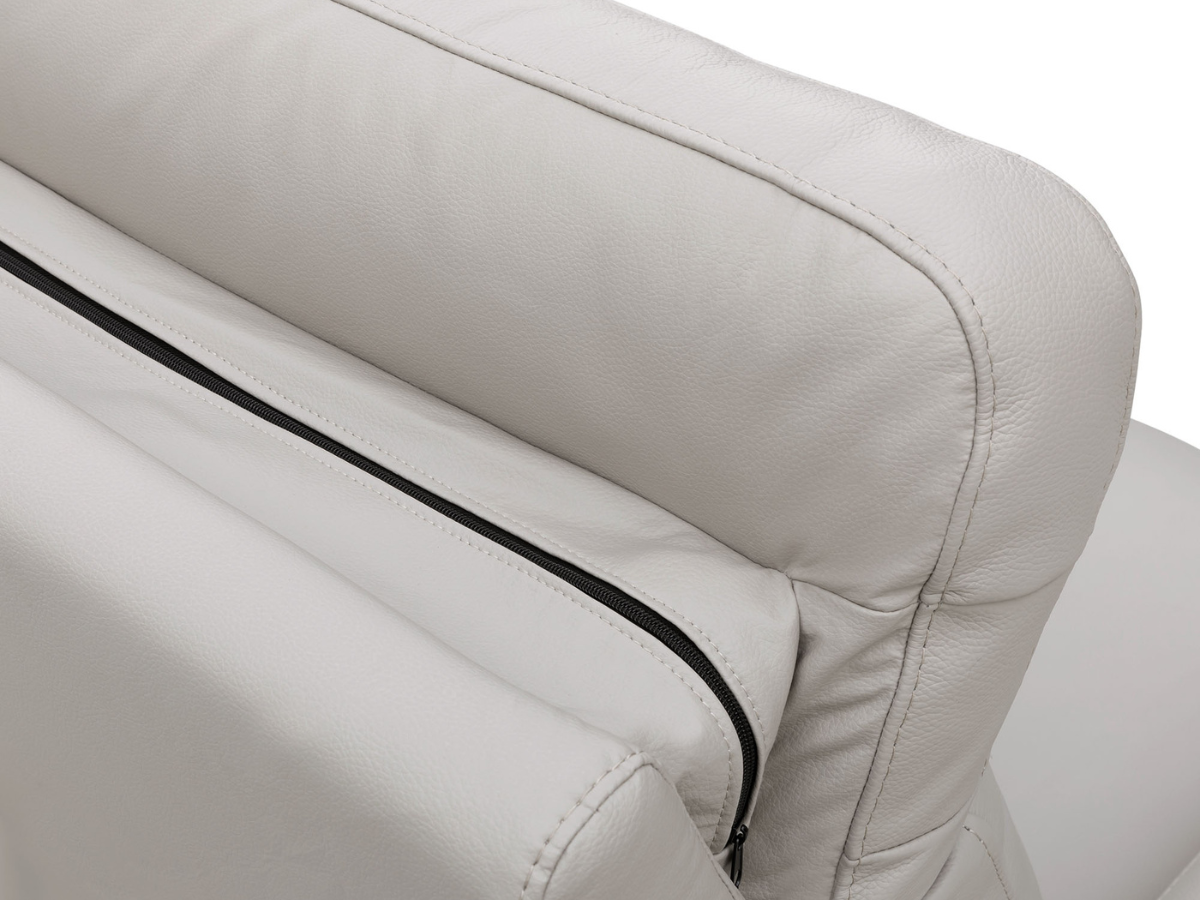 Canapé d'angle en cuir inclinable électrique Kimmel avec appuie-tête électriques - Gris