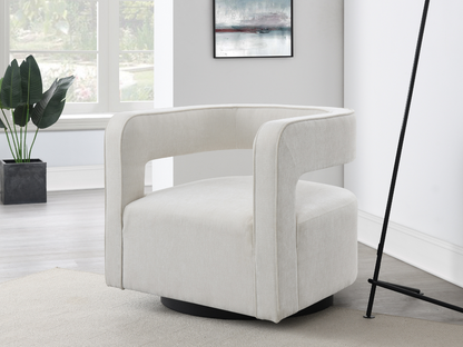 Fauteuil pivotant en tissu anti-taches Lunar - Crème