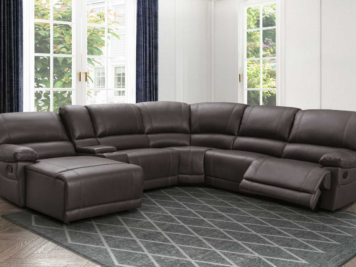 Canapé d'angle inclinable manuel Cooper - Marron