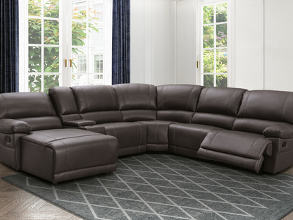 Canapé d'angle inclinable manuel Cooper - Marron