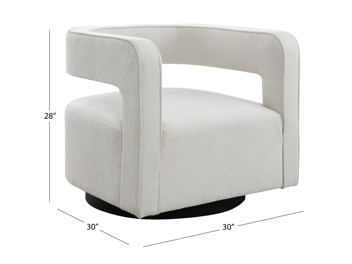 Fauteuil pivotant en tissu anti-taches Lunar - Crème