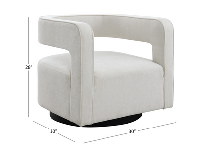 Fauteuil pivotant en tissu anti-taches Lunar - Crème