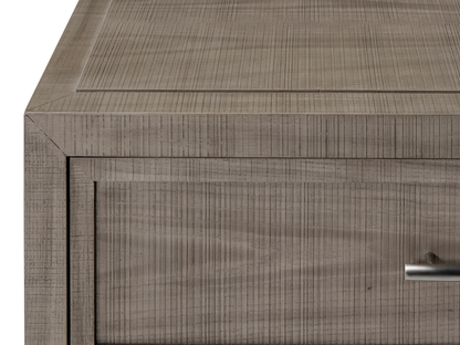 Table de chevet Bacara Modern Classic en bois brossé à 2 tiroirs - Gris