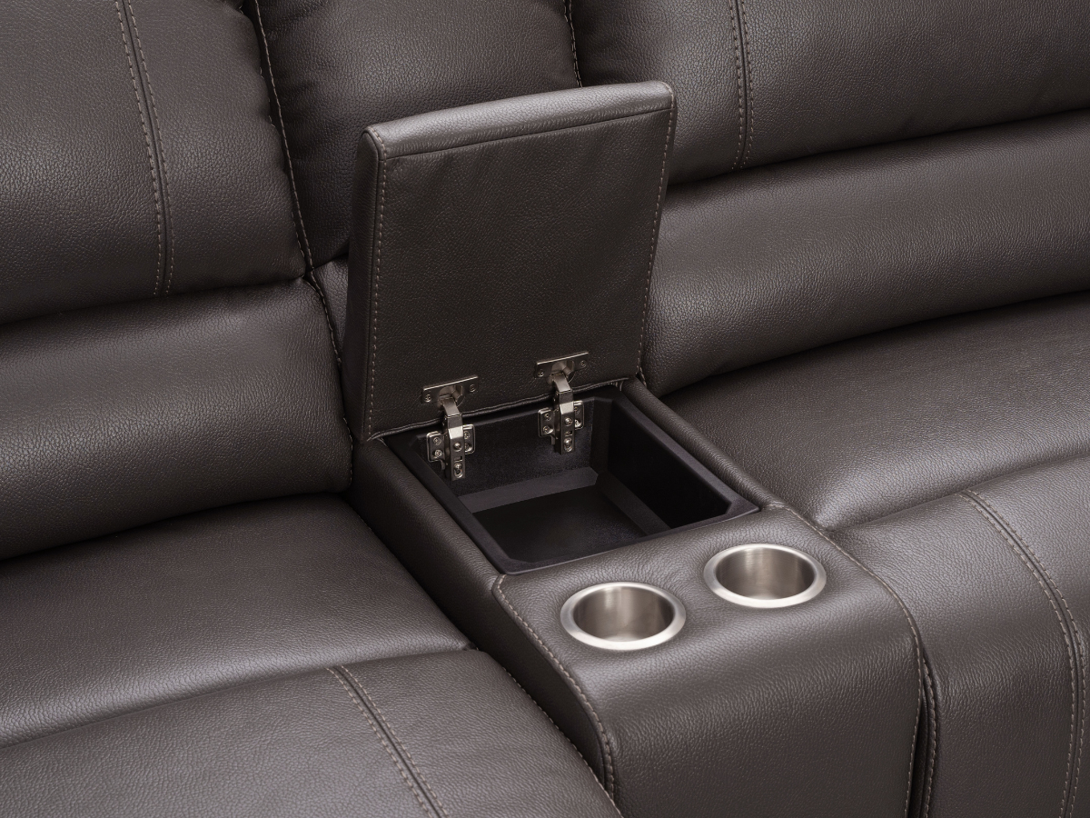 Canapé d'angle inclinable manuel Cooper - Marron