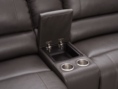 Canapé d'angle inclinable manuel Cooper - Marron