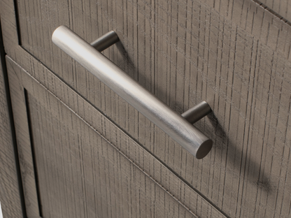 Table de chevet Bacara Modern Classic en bois brossé à 2 tiroirs - Gris