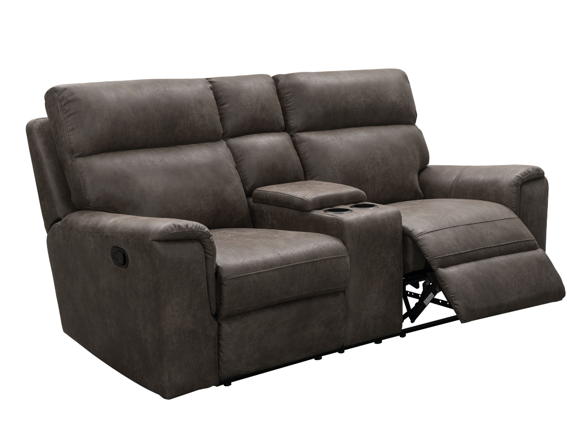 Canapé deux places inclinable Lawrence en tissu avec console - Camel