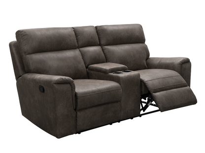 Canapé deux places inclinable Lawrence en tissu avec console - Camel