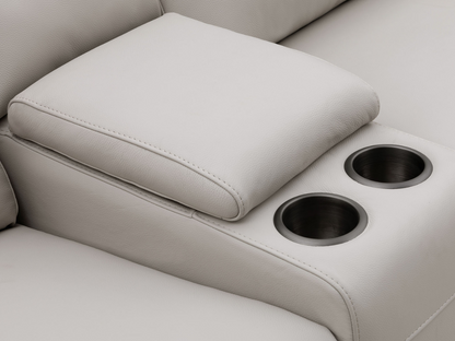 Canapé d'angle en cuir inclinable électrique Kimmel avec appuie-tête électriques - Gris