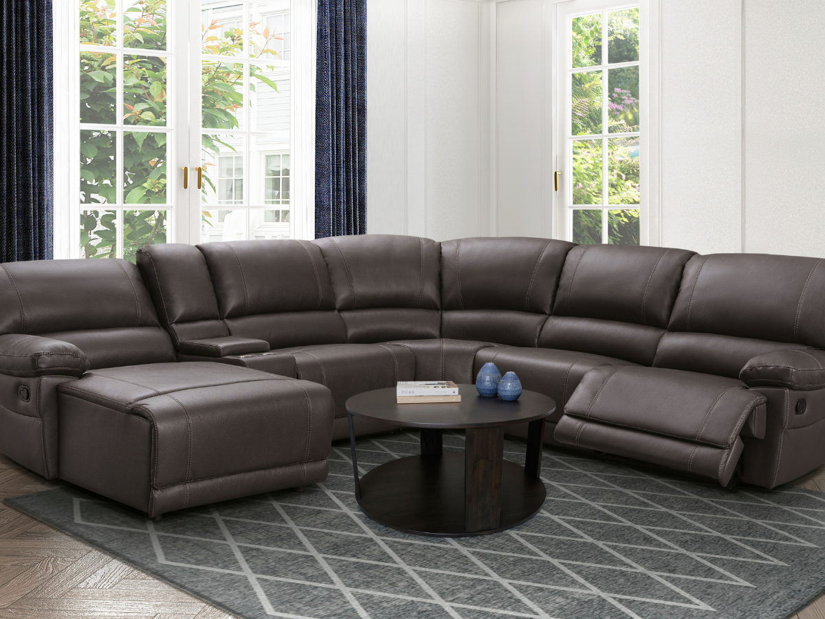 Canapé d'angle inclinable manuel Cooper - Marron