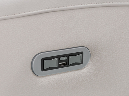 Canapé d'angle en cuir inclinable électrique Kimmel avec appuie-tête électriques - Gris