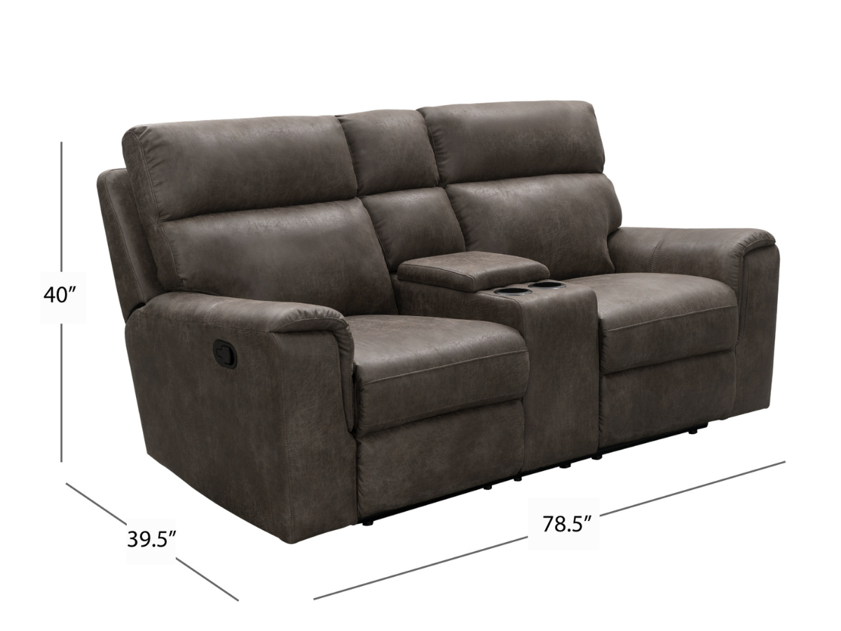 Canapé deux places inclinable Lawrence en tissu avec console - Camel