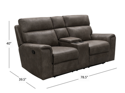 Canapé deux places inclinable Lawrence en tissu avec console - Camel