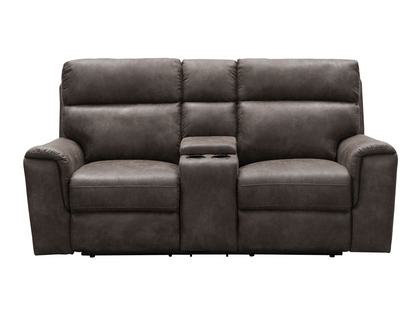 Canapé deux places inclinable Lawrence en tissu avec console - Camel