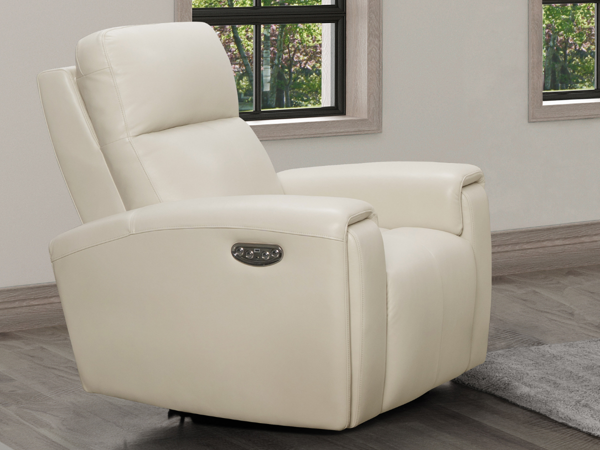 Fauteuil inclinable électrique en cuir Keegan - Ivoire