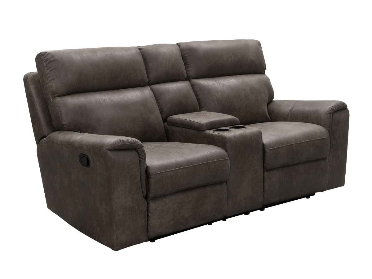 Canapé deux places inclinable Lawrence en tissu avec console - Camel