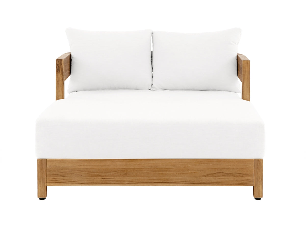 Lit de jour d'extérieur Santino® - Tissu blanc et structure en teck