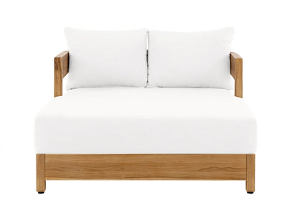 Lit de jour d'extérieur Santino® - Tissu blanc et structure en teck