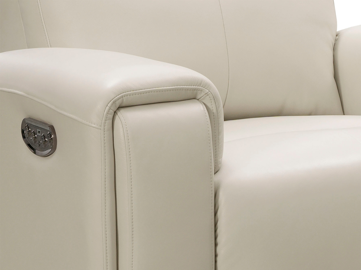 Fauteuil inclinable électrique en cuir Keegan - Ivoire