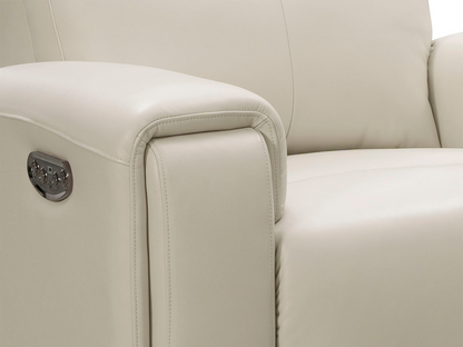 Fauteuil inclinable électrique en cuir Keegan - Ivoire