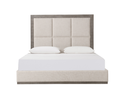 Lit Bacara Modern Classic en bois beige capitonné - Gris - King