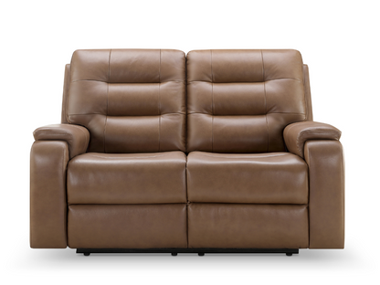 Canapé inclinable manuel Waylen en cuir pleine fleur - Marron