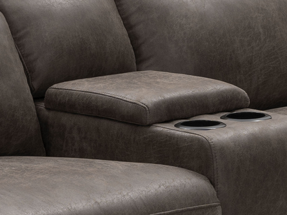 Canapé deux places inclinable Lawrence en tissu avec console - Camel