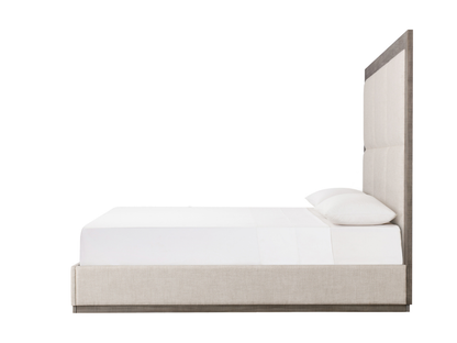 Lit Bacara Modern Classic en bois beige capitonné - Gris - Queen