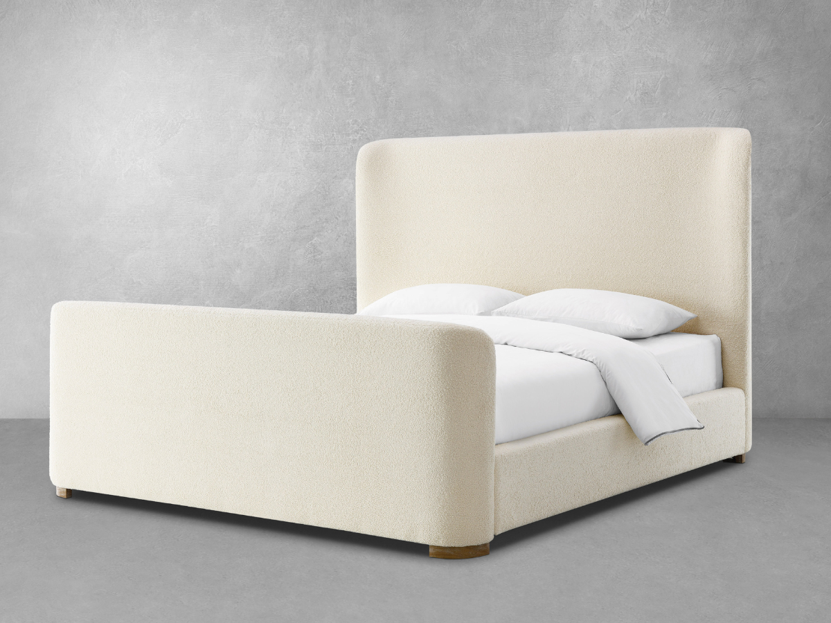 Lit traîneau en tissu bouclé Luciano de JoJo Fletcher - King - Ivoire