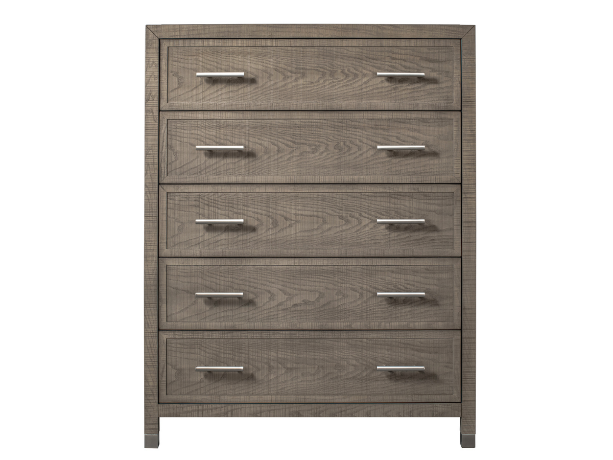Commode Bacara Modern Classic en bois brossé à 5 tiroirs, 107 cm (42 po) - Gris