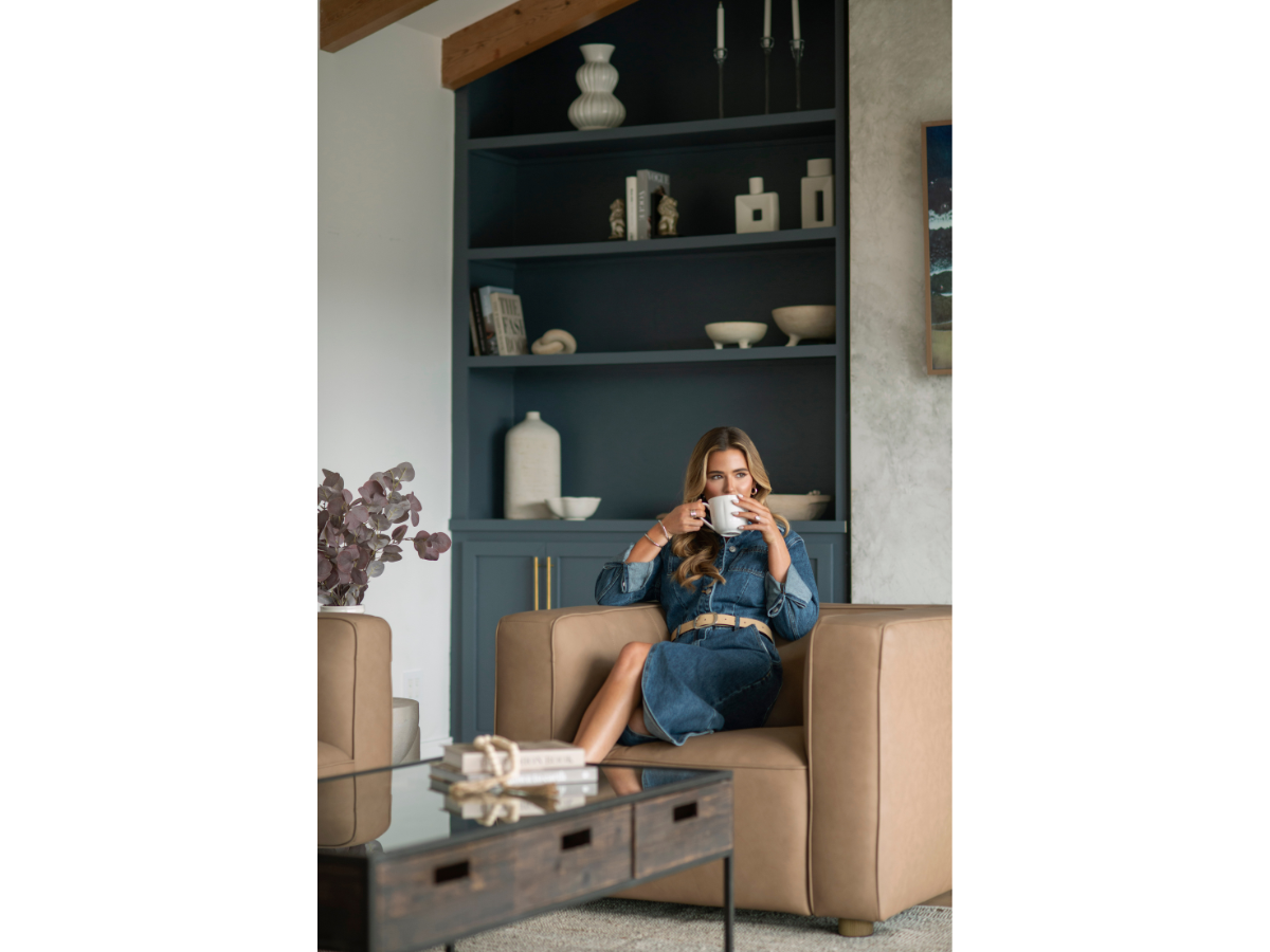 Fauteuil en cuir nubuck Matteo de JoJo Fletcher - Saddle