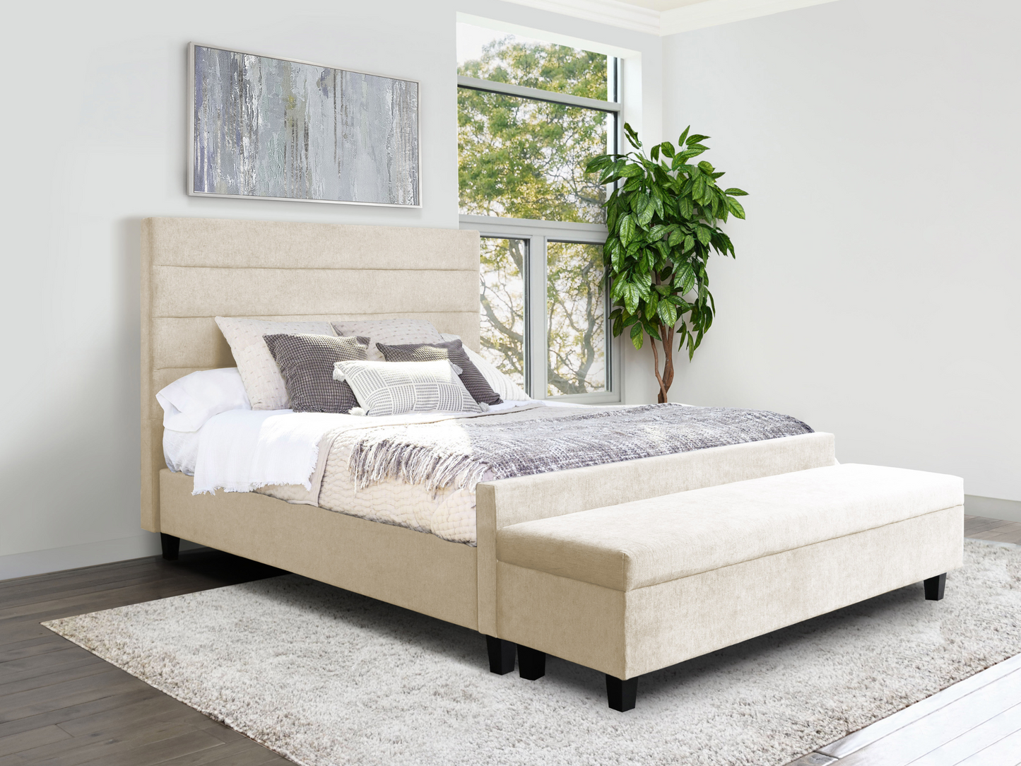 Banquette capitonnée Seneca - Crème