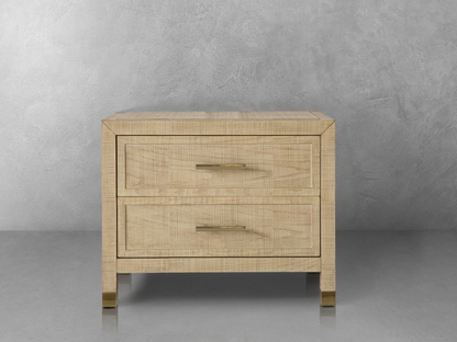 Table de chevet Bacara Modern Classic en bois brossé à 2 tiroirs - Naturel