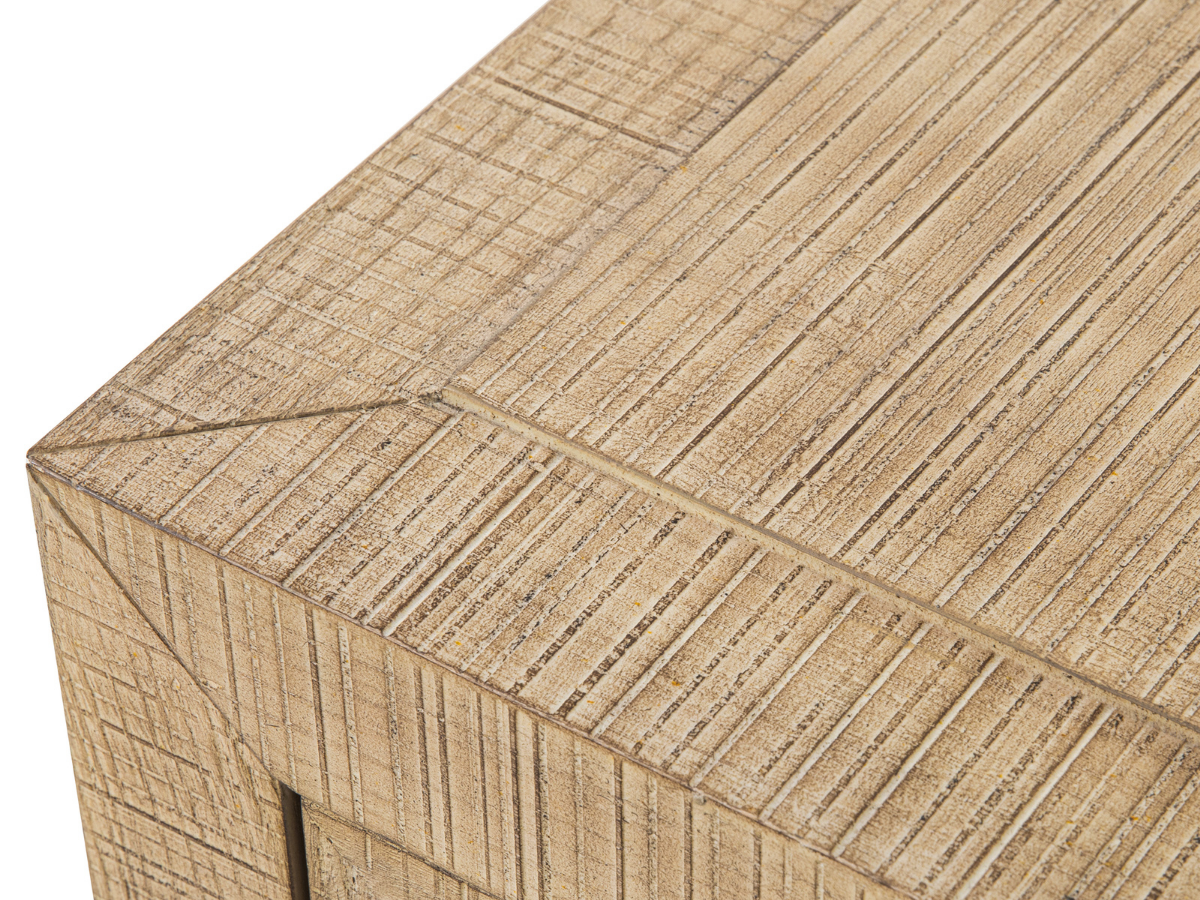 Table de chevet Bacara Modern Classic en bois brossé à 2 tiroirs - Naturel