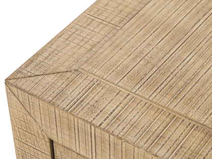 Table de chevet Bacara Modern Classic en bois brossé à 2 tiroirs - Naturel