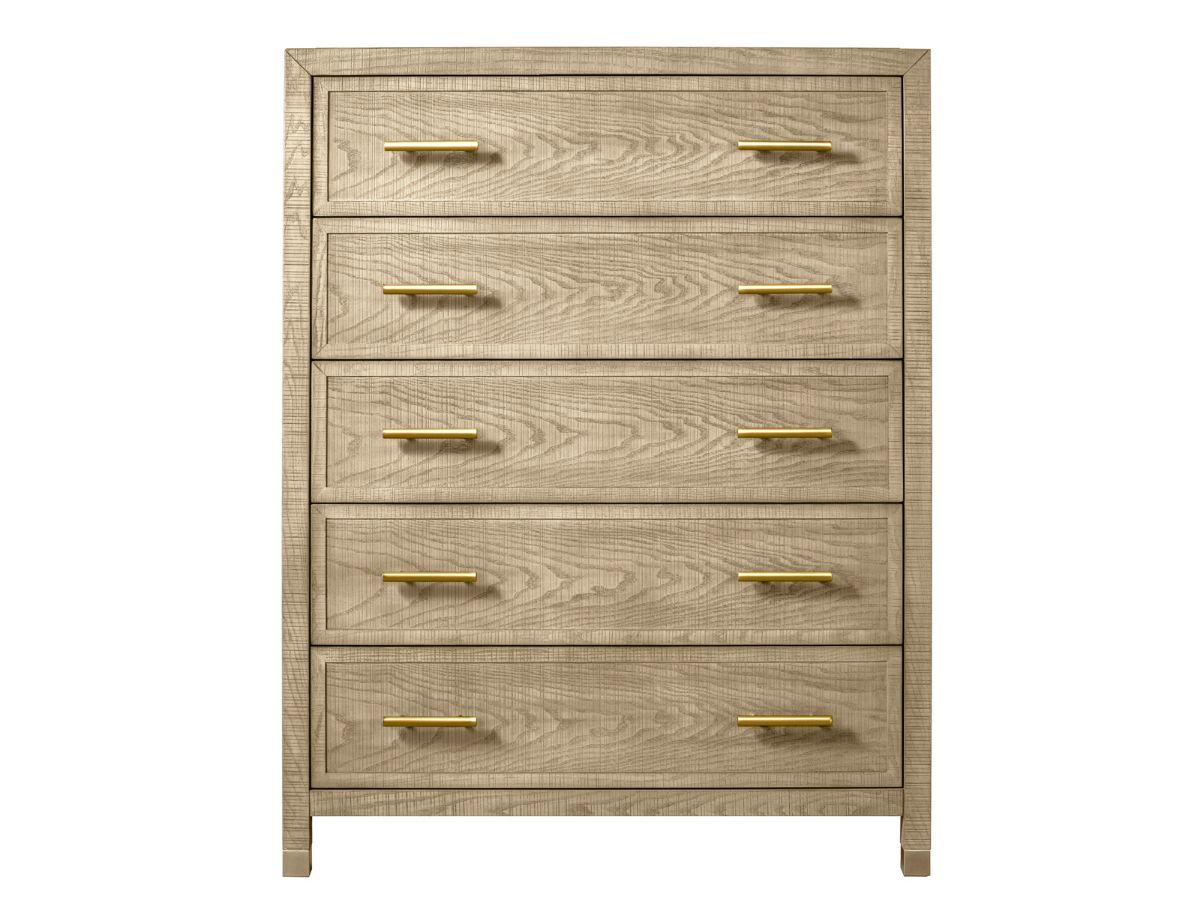 Commode Bacara Modern Classic en bois brossé à 5 tiroirs, 107 cm (42 po) - Gris