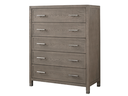 Commode Bacara Modern Classic en bois brossé à 5 tiroirs, 107 cm (42 po) - Gris