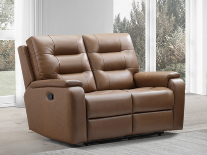 Canapé inclinable manuel Waylen en cuir pleine fleur - Marron