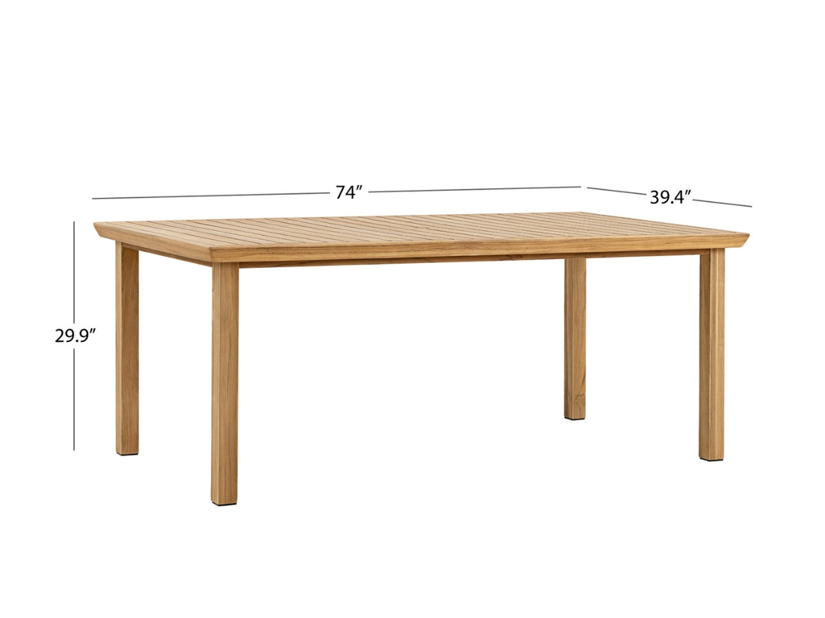 Ensemble de salle à manger d'extérieur Santino® 7 pièces 74 pouces - Tissu blanc et cadre en teck