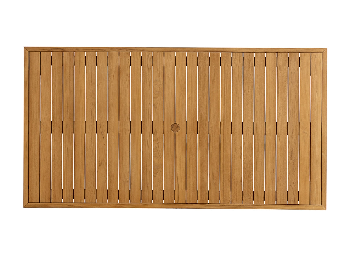 Ensemble de salle à manger d'extérieur Santino® 7 pièces 74 pouces - Tissu blanc et cadre en teck