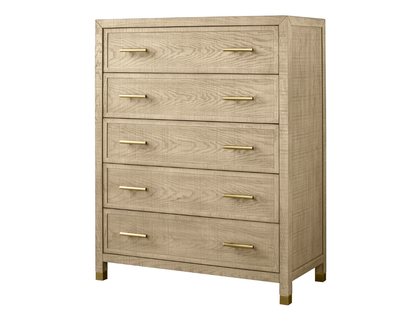 Commode Bacara Modern Classic en bois brossé à 5 tiroirs, 107 cm (42 po) - Gris